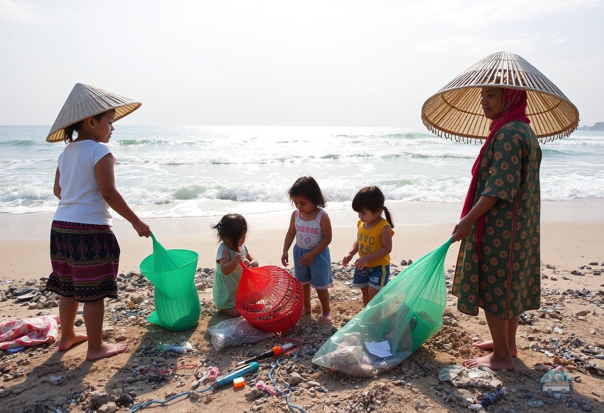 Illustration for section: Participation in beach and natural environment cleanup events - Unique family vacation